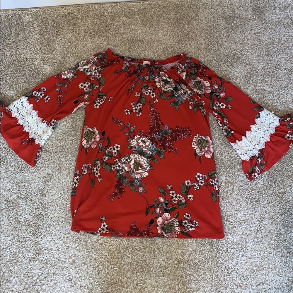 Off the shoulder bell sleeve top